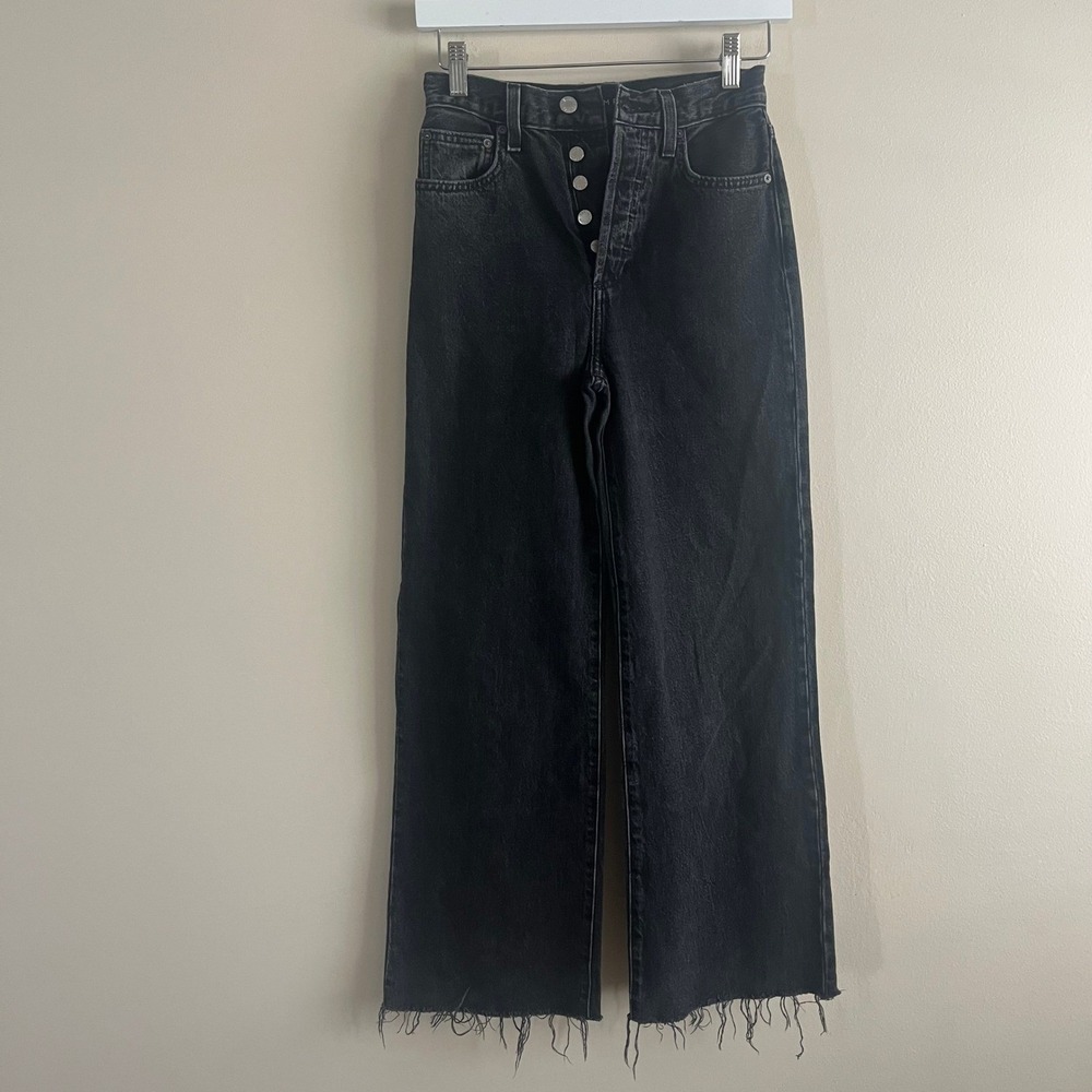 Aritzia Denim Forum Farrah High Rise Wide Leg Jeans Washed Black Size 24
